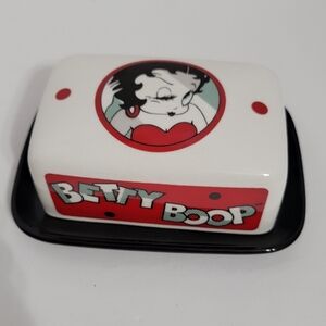 Vintage Betty Boop Diner Winking Butter Dish Large